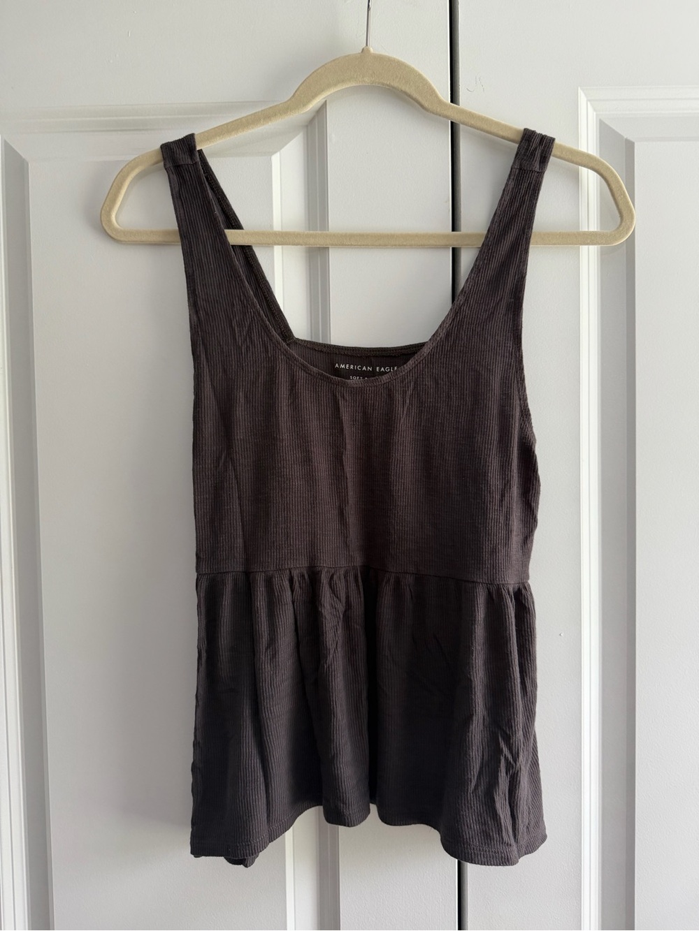 American Eagle Outfitters Grey Ribbed Peplum Tank
